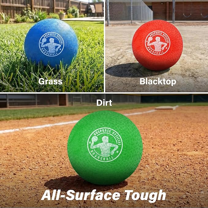 GoSports Inflatable Dodgeballs - Choose 5 Inch or 7 Inch No Sting Balls - Set of 6 Includes Ball Pump & Mesh Bag