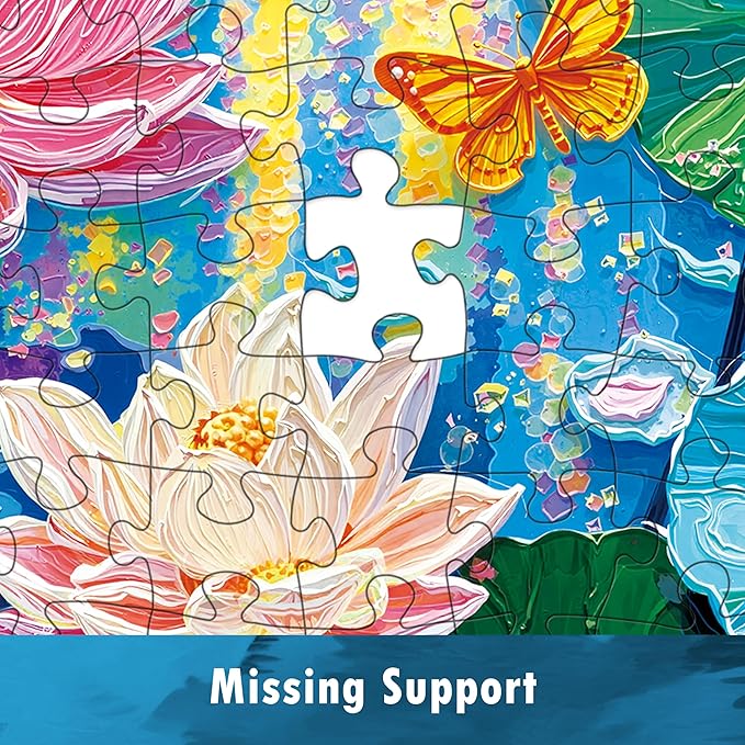 Puzzles for Adults 1000 Pieces - Colorful Dreamy Lotus, Acrylic Painting Impasto Flowers Adults Puzzles, Letter on Back No Dust, Matte Finish Aesthetic Lotus Puzzles Home Decor Birthday Gifts Games