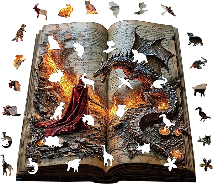 Wooden Puzzles for Adults, Dragon Wooden Puzzles 200 Pieces, Irregular Animals Fun Puzzles for Adults