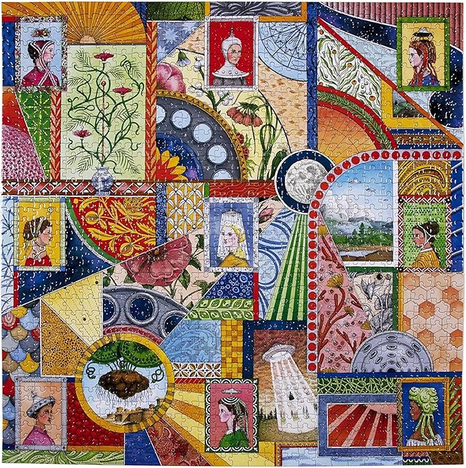 eeBoo 1000 Piece Puzzle - UFO Victorian Ladies Jigsaw Puzzle for Adults, Square 23" x 23" Made with Recycled Board & Vegetable-Based Ink