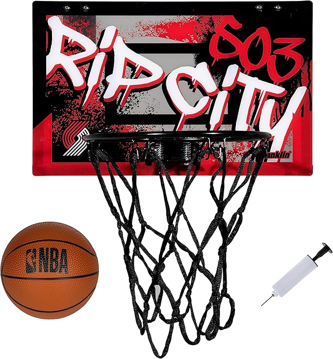 Franklin Sports NBA Team Over the Door Basketball Hoops - Kids Indoor Mini Basketball Hoop + Ball Set - NBA Fan Mini Hoops