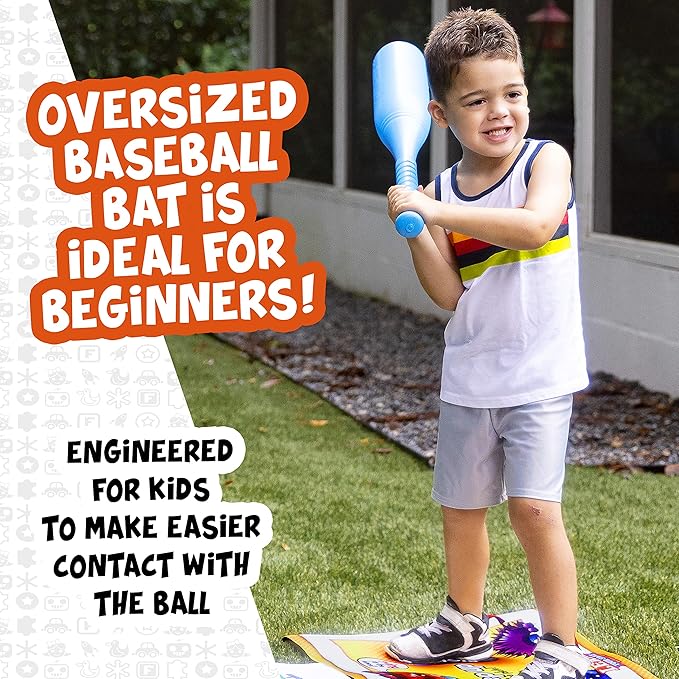 Franklin Learn Your Stance Baseball Set- Perfect for Toddlers and Kids - Includes Bat and Balls - Improve Batting Skills - Outdoor Sports Baseball