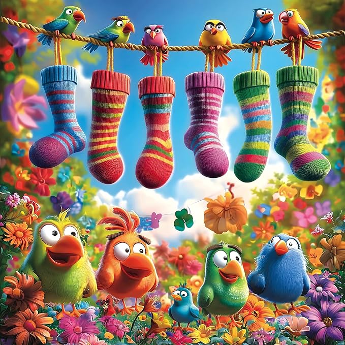 MINIWAN 500 Piece Jigsaw Puzzles for Adults - Funny Parrot & Rainbow Socks Garden Design, 20x20 Inch Large Piece Unique Art Puzzle, Fun & Challenging Adult Puzzles for Relaxation, Cool Home Decor Gift