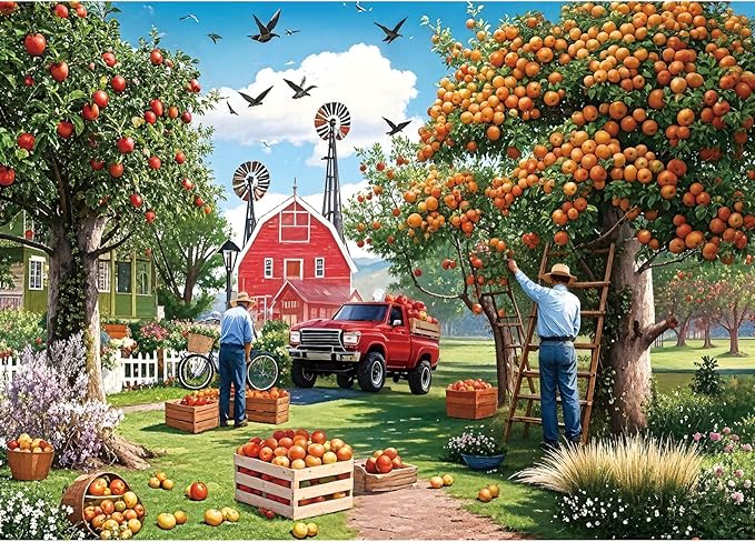 Harvest Season Farm 1000 Piece Puzzle for Adults, Fun Puzzles for Adults 1000 Pieces with HD Print & Poster, 27.5 * 19.7 in Dust Free, for Gifts Halloween Christmas Family Games Lovers