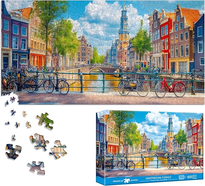 Bimkole Amster Canal Puzzles for Adults 1000 Pieces, Architecture Paper Jigsaw Puzzle 1000 Pieces - Fun and Challenging Family Decoration Puzzle Great Gift Idea, Finished Size is 31.5 x 16.14 in
