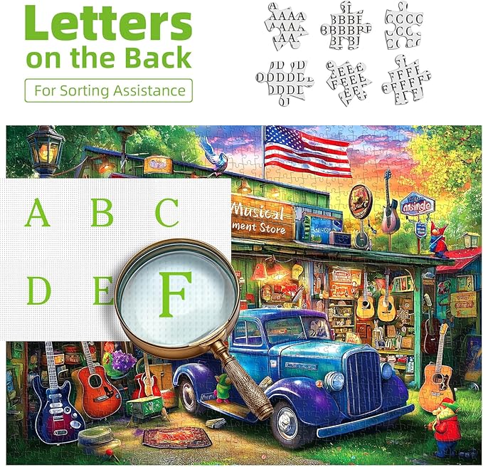 1000 Piece Puzzle for Adults, Vintage Musical Instrument Store Jigsaw Puzzles, Colorful Funny Puzzle, Perfectly Fitting Pieces, Home Decor Birthday Party Gift for Adults Seniors 27.5" x 19.7"