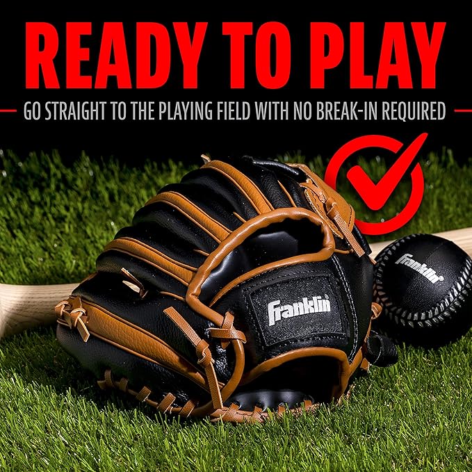 Franklin Sports Kids Baseball Gloves - RTP Youth Teeball Glove + Ball Set - Boys + Girls Teeball Mitt - Kids + Toddlers - 9.5"