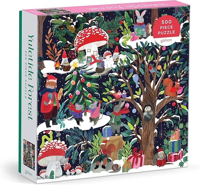 Galison Yuletide Forest – 500 Piece Jigsaw Puzzle Featuring Beautiful Artwork of A Wintery Holiday Wonderland in The Forest