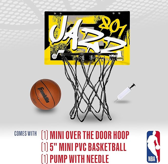 Franklin Sports NBA Team Over the Door Basketball Hoops - Kids Indoor Mini Basketball Hoop + Ball Set - NBA Fan Mini Hoops