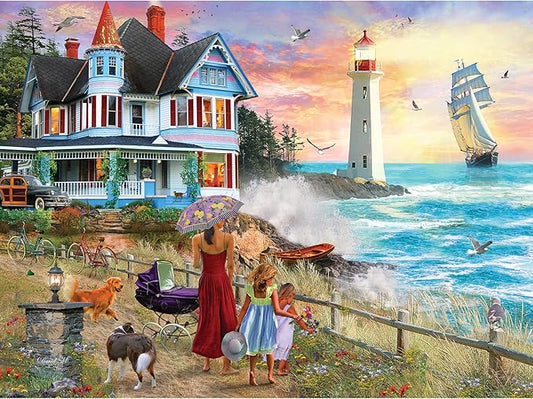 1000 Piece Puzzle for Adults David Maclean Picking Wildflowers Lighthouse Colorful Jigsaw 27x20