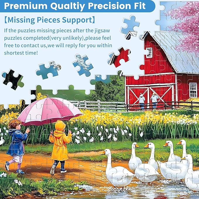 500 Pieces Jigsaw Puzzles for Adults, Farm Animal Puzzle for Adults Seniors, Playing on Rainy Puzzle 500 Pieces, Gift for Birthday, Home Decor (20.5 * 15 in)
