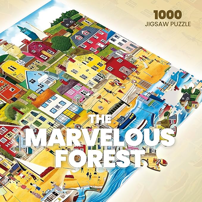 Puzzles for Adults 1000 Pieces - Jigsaw Puzzles Seaside City Beach - 1000 Pieces Puzzles with Letters on Back - Puzzle for Fun Game Nights 27.6x20.5 inch, 1:1 Poster