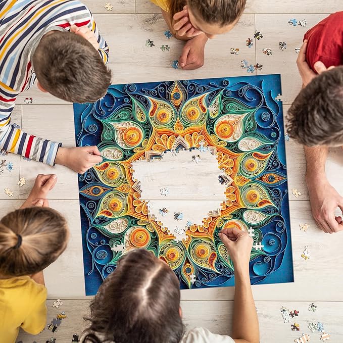 Jigsaw Puzzles for Adults 1000 Pieces, Floral Mandala Art Bohemia Square Challenging Game for Family Activity Home Decor, 22.5x22.5 Inches, Mandala Flowers