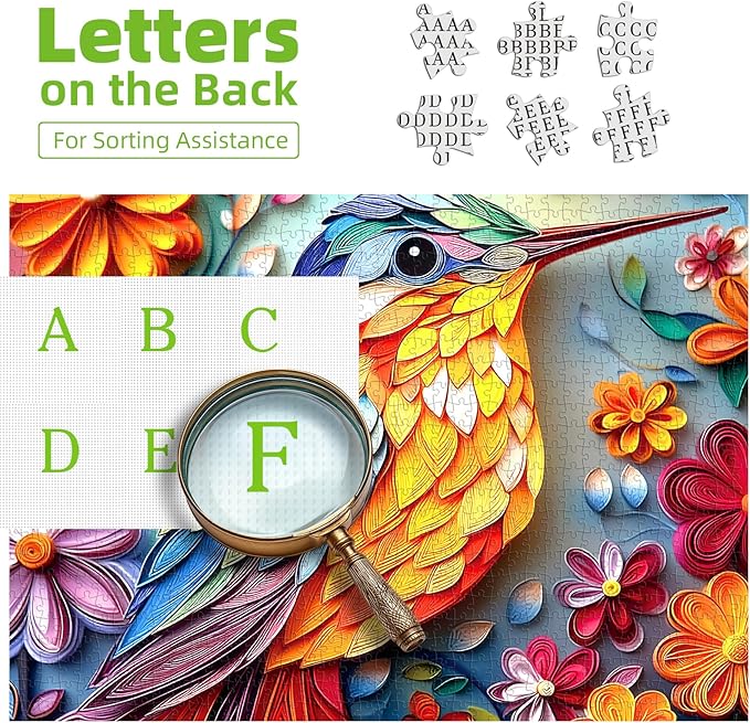 500 Piece Hummingbird Jigsaw Puzzles for Adults, Paper Flower Art Bird Puzzles Challenging for Family Fun Party Game Gifts Decoration (20 x 20 Inch)