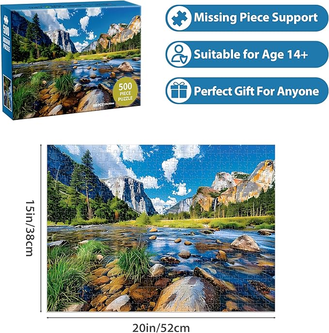 Nature Puzzle for Adult 500 Piece Puzzle Mountain Lake Landscape Puzzles Scenery, Jigsaw Puzzles Scenic, Art Home Decor DIY Funny Challenging Game Toy for Mom, Wife, Friend