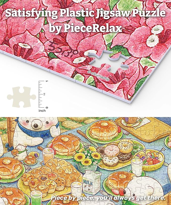 PieceRelax PieceClicks Plastic Jigsaw Puzzle for Adults 1000 Pieces - ちっぷ - Pancake Party - 25.2 X 18.9 Inches, Most Satisfying Table Games, No Glue Needed [U1049]