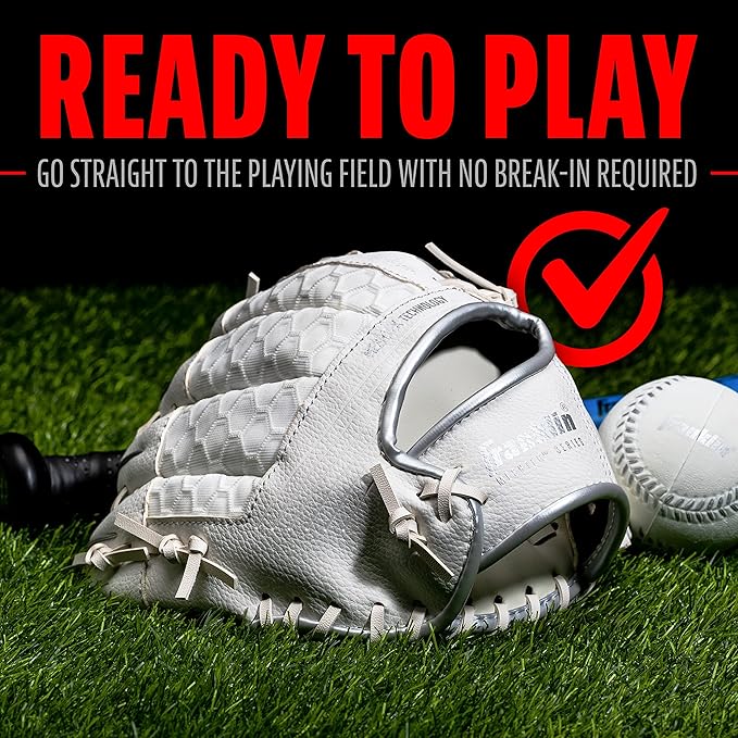 Franklin Sports Kids Baseball Glove + Foam Ball Sets - Meshtek Youth Teeball Gloves for Kids + Toddlers - Left + Right Hand Throw - 9.5" Inch