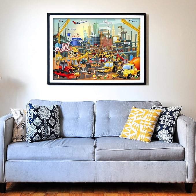 Think2Master Construction in New York City, USA 250 Pieces Jigsaw Puzzle. Great Puzzle for Adults and Seniors. Easier to Handle Larger Pieces. Size: 14.2” X 19.3”