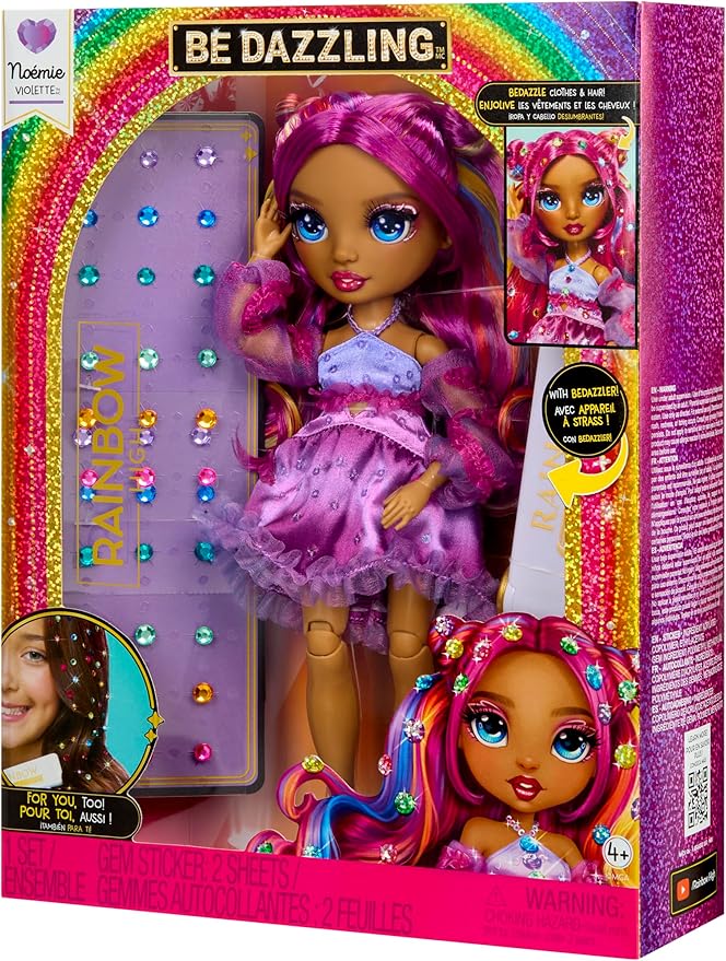 Rainbow High Be Dazzling Fashion Dolls- Noemie Violette (Purple) with Bedazzler Tool and Sparkle Gems