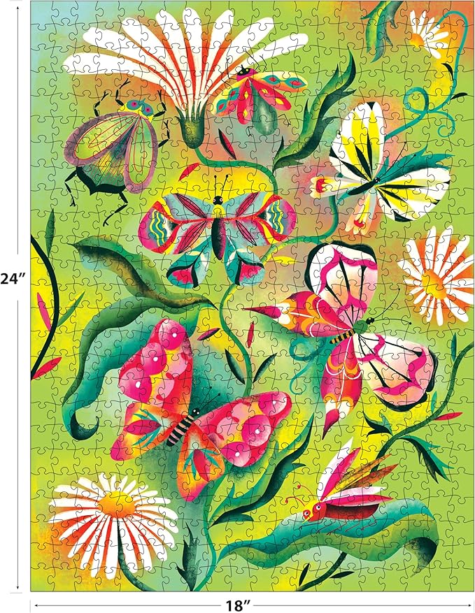 RoseArt - Birds, Butterflies & Blooms 500 Piece Double-Sided Jigsaw Puzzle – Matte & Glossy Sides– Nature Puzzle for Adults – 2-in-1 Puzzle with Poster