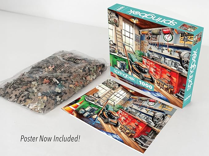 Springbok Tool Man's Garage 1000 Piece Puzzle for Adults - Colorful Garage Filled with a Handyman's Gear