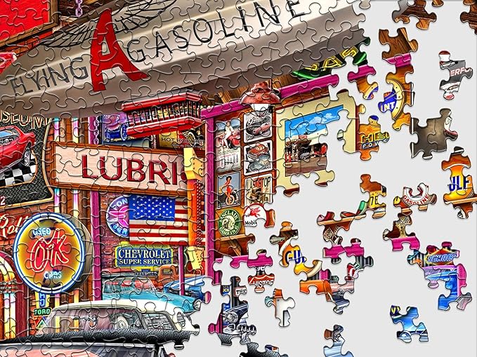 Springbok Muscle Car Museum 1000 Piece Jigsaw Puzzle for Adults - Classic Cars - Unique Cut Pieces - Made in USA