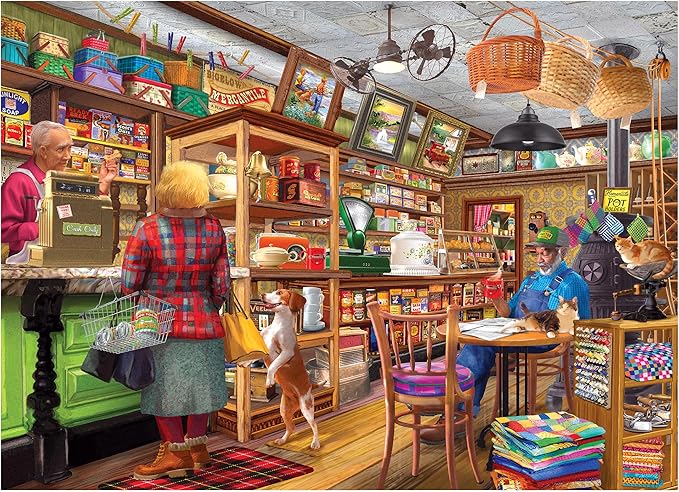 RoseArt - Bigelow Country - Bigelow's Mercantile 1000 Piece Jigsaw Puzzle, Vintage Shop Scene Puzzle for Adults