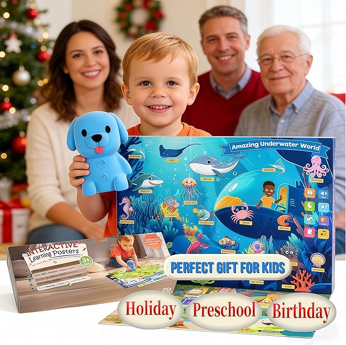 Interactive Talking Dog Pen with Posters | Upgraded Talking Flash Cards - Phonics Learn to Read Toys for 3-6 Year Olds - Preschool Educational Aids for Boys & Girls (Phonic-Poster)