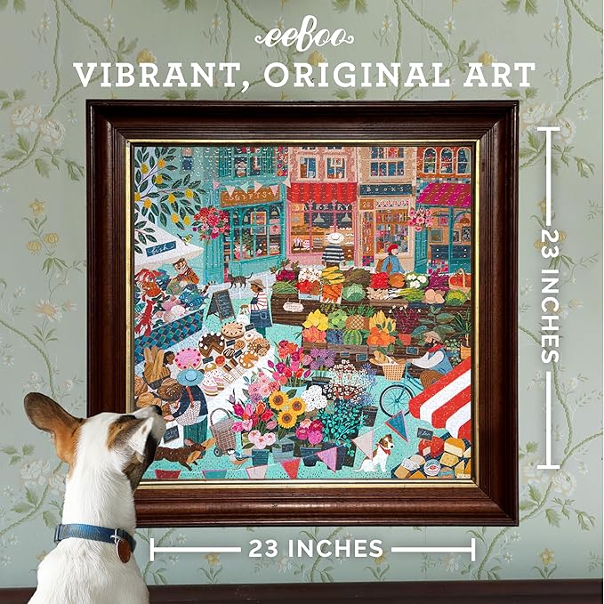 eeBoo 1000 Piece Puzzle - English Green Market Jigsaw Puzzle for Adults, Square 23" x 23" Made with Recycled Board & Vegetable-Based Ink