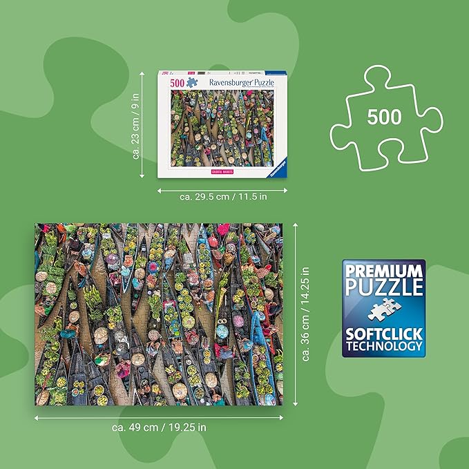 Ravensburger Floating Market, Indonesia 500 Piece Puzzle for Adults