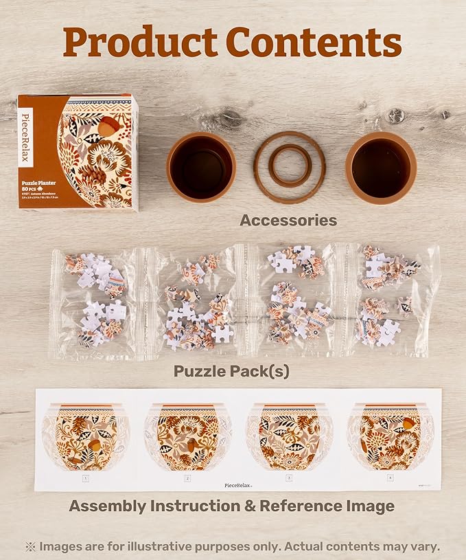 PieceRelax 3D Puzzle Planter 80 Pieces - Flower Pot - Danish Folklore Style, for Mom, Home Decor Flower Pots for Indoor Cactus, Succulents Pots [K1117]