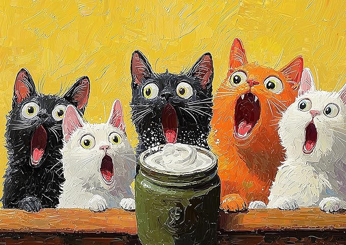 1000 Piece Cat Jigsaw Puzzle for Adults, Funny Surprised Kitten Arround Milk Can Scene, Unique Artistic Decoration & Stress Relief Activity, Gift for Cat Lovers & Puzzle Enthusiasts