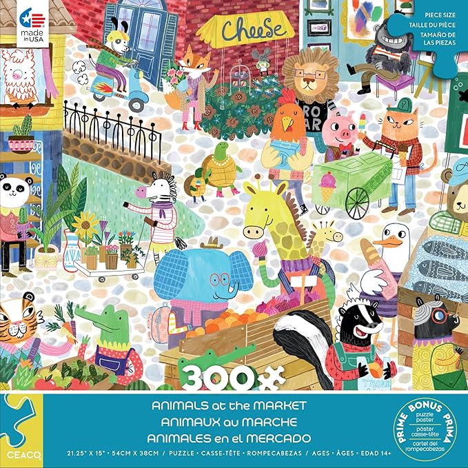 Ceaco - Large Piece Jigsaw Puzzle - Animals at the Market - Relaxing and Fun Activity for Adults