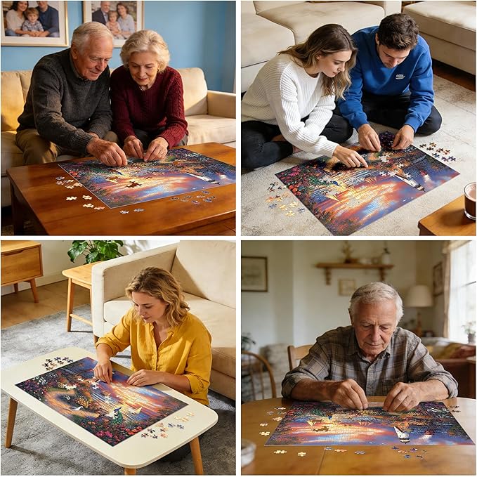 Jigsaw Puzzles for Adults 500 Pieces, Cottage by The Sea Interlock Perfectly No Dust, Home Decors Family Challenge Puzzles Toys Great Gift for Men Women Friends Seniors (20.5"x15"), 1:1 Poster
