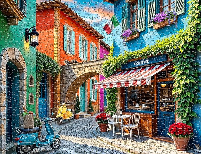 Springbok Streets of Italy 500 Piece Jigsaw Puzzle for Adults - Colorful Italian Village - Unique Cut Pieces - Made in USA