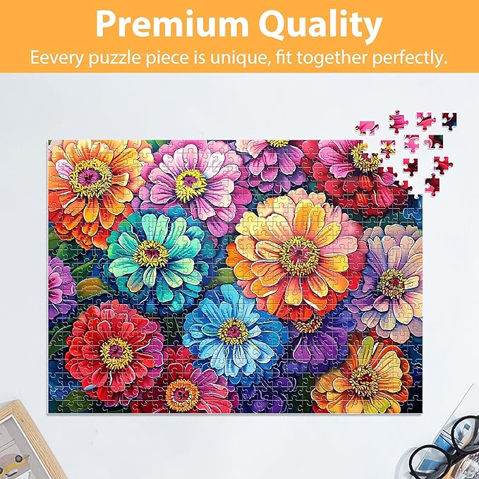 500 Piece Puzzle for Adults Puzzle Flowers, Recycled Cardboar Jigsaw Puzzles 500 Pieces for Elderly, Family Activity Game Great Gift for Mom Dad Friend Difficult Puzzles Size 20.5 x 15 inches