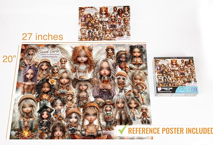 Puzzles for Women - 1000 Piece Collage Jigsaw Puzzle for Adults - Great Girls Have Lots of Personality - Challenging and Perfect for Game Nights - Motivational Affirmation 20x27 inches