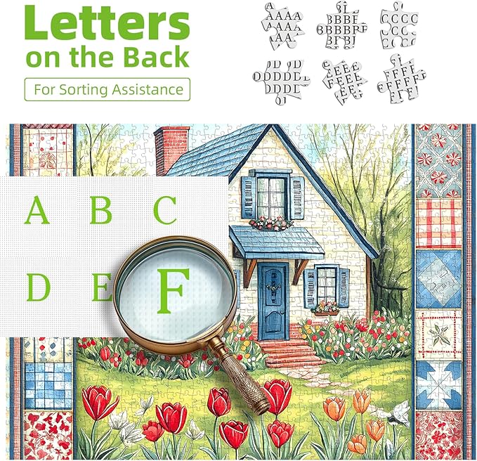 Cottage Bloom 500 Piece Jigsaw Puzzle for Adults, Cozy Country House Garden Scene with Tulips, 20 x 20 Inches for Relaxing & Decor