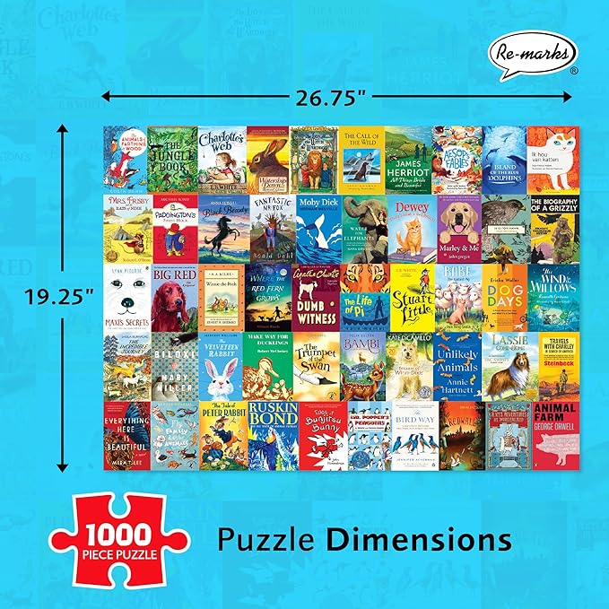 Re-marks Animal Tales Book-Cover Puzzle, 1,000-Piece Jigsaw Puzzle for All Ages