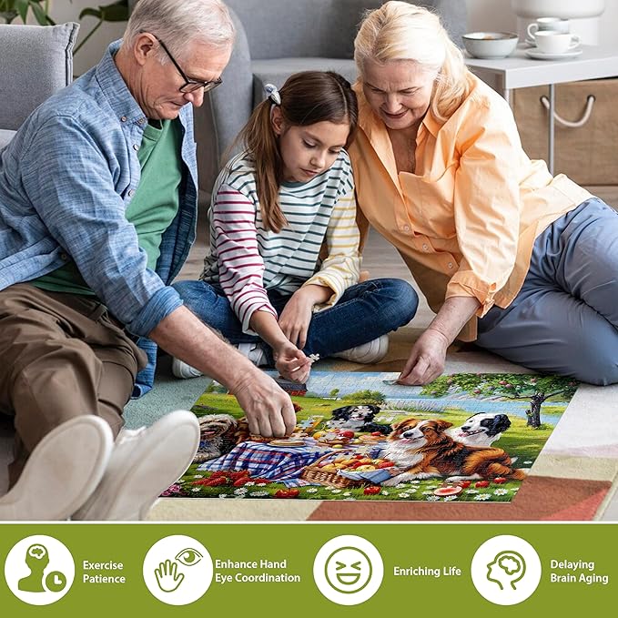 500 Pieces Puzzles for Adults–Dogs Jigsaw Puzzle for Adults Elderly–Recycled Paper Puzzle 500 Pieces–Challenging Family Activity Game Gift for Family Friends Men Women Seniors (21x15in)