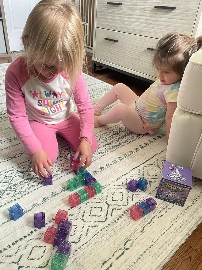 Crayola Glitter Magnetic PIP Cubes, Mini Magnetic Blocks Playset, STEM & Montessori Building & Educational Toys for Kids, Travel Toys for Boys and Girls Ages 3+, 27-Piece Set