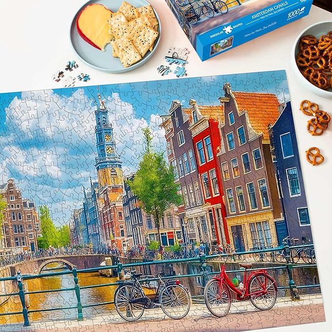 Bimkole Amster Canal Puzzles for Adults 1000 Pieces, Architecture Paper Jigsaw Puzzle 1000 Pieces - Fun and Challenging Family Decoration Puzzle Great Gift Idea, Finished Size is 31.5 x 16.14 in