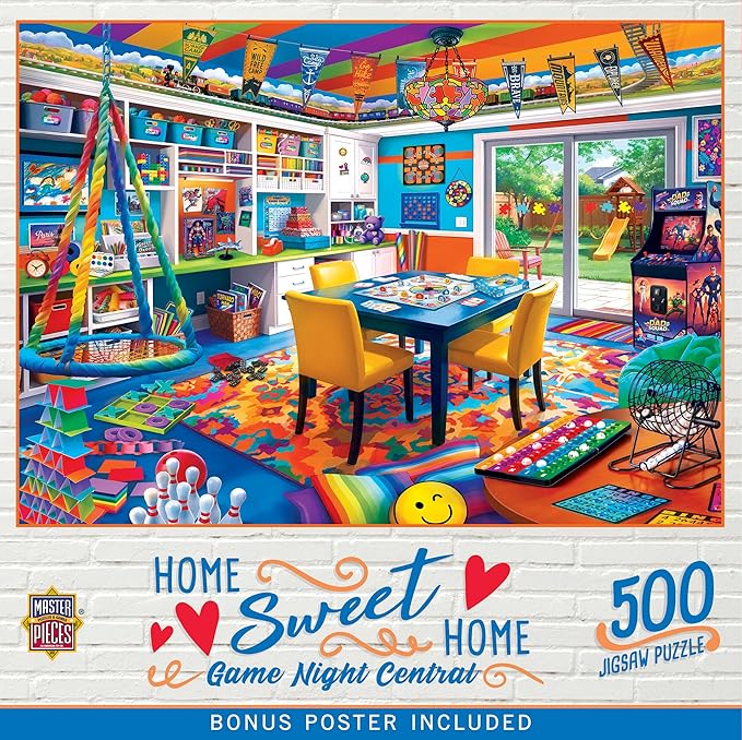 Masterpieces 500 Piece Jigsaw Puzzle for Adults, Family, Or Youth - Game Night Central - 15"x21"