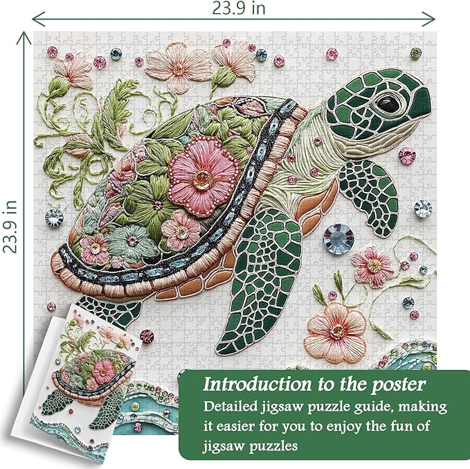 Sea Turtle 1000 Piece Puzzle for Adults, PICKFORU Wave Spirit Jigsaw Puzzle 1000 Pieces, Nature Animal Art Puzzles as Home Decor
