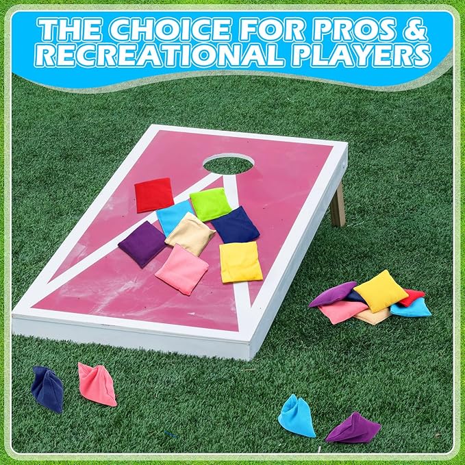 32 Pack Bean Bags Toss for Kids Cornhole Bean Bags Colorful Bean Bags for Tossing Canvas Toss Bags Hand Toy Toss Games Weights for Outdoor Yard Games, Assorted Colors (Fresh Colors,3.15 x 3.15 Inch)