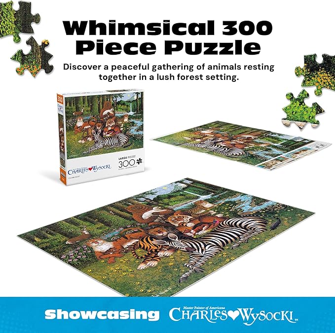 Buffalo Games – 300 Charles Wysocki: Chumbuddies Oversized Piece Jigsaw Puzzle Larger Shapes - Great for Adults, Seniors, Family, Kids, Easy to Grip