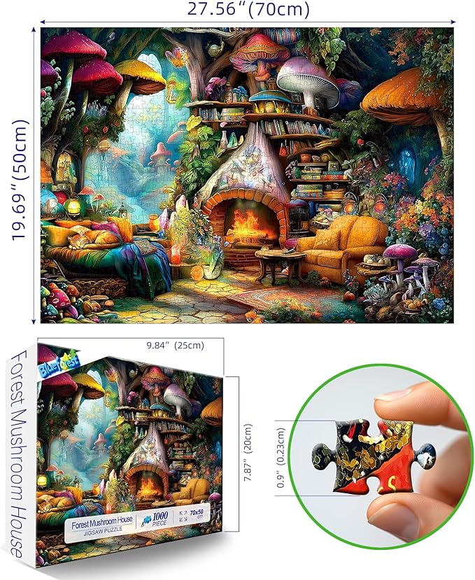 Blueforest 1000 Piece Jigsaw Puzzle for Adults - Magical Forest Living Room Scene, Intermediate Difficulty Puzzle with Premium Cardboard, 27.5"x19.7" Size for Relaxation, Family Bonding & Gifting