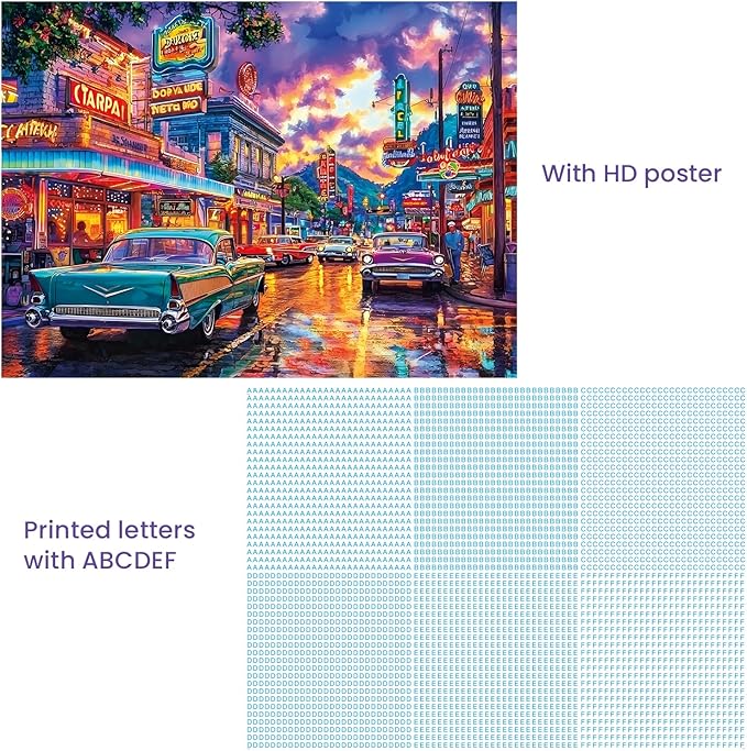 300 Piece Puzzle for Adults,Night Car Life Jigsaw Puzzle for Adults Teens,Large Piece Puzzle for Kids Ages 8-10 10-12,Classic Cars Vintage Puzzles,Challenging Family Game Great Gift,20.5x15 in
