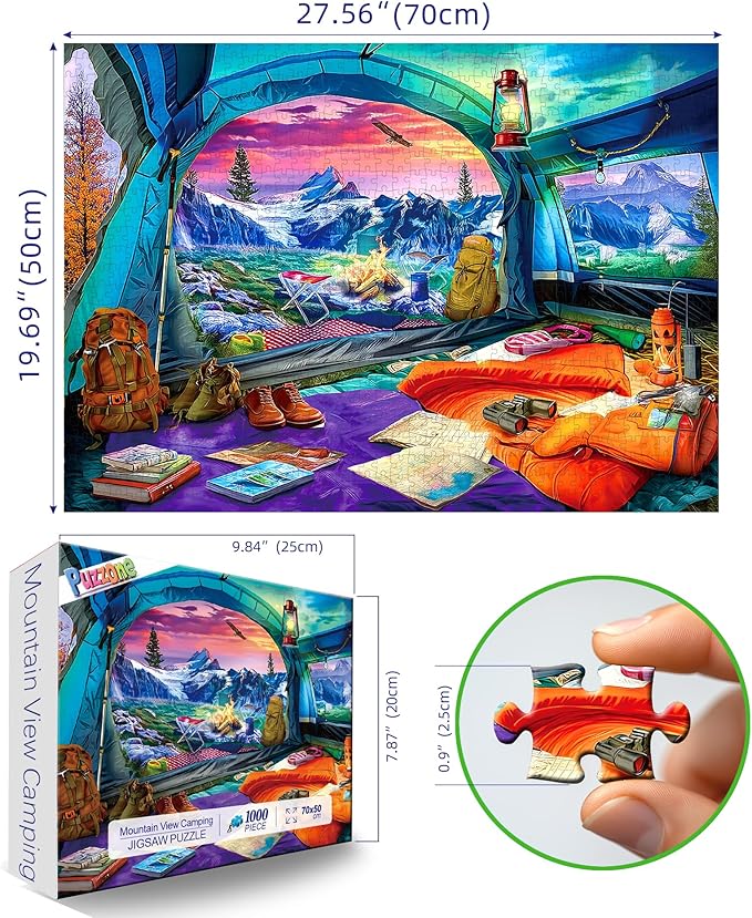 1000 Piece Jigsaw Puzzles for Adults, Mountain View Camping Puzzle, AImpossible Hard Difficult Challenging Puzzles for Adults, Gift for Adult Jigsaw Puzzle Lovers, 27.5 x 19.7 inch