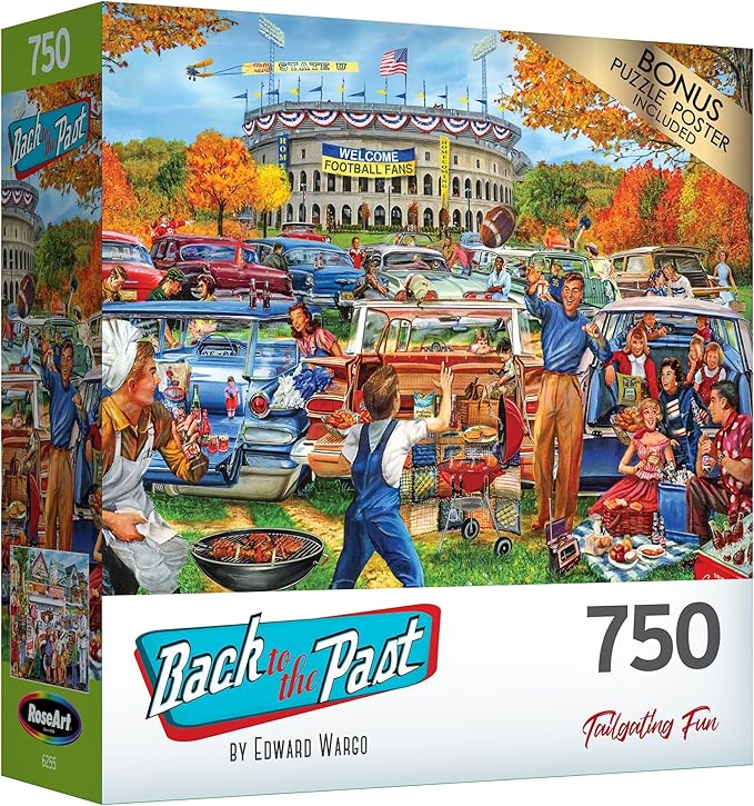 RoseArt - Back to The Past - Tailgating Fun - 750 Piece Jigsaw Puzzle for Adults